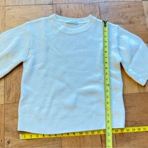 Women's Cream Ribbed Crew Neck Sweater